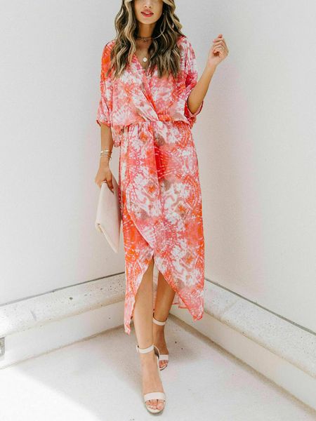 Milan Kiss Sukienka w kolorze koralowo-białym rozmiar: M. Białe sukienki Milan Kiss, m, bez wzorów, bez kołnierzyka, bez ramiączek, midi. Za 148.61 zł.