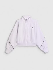 4F Bluza dresowa regular bez kaptura damska - biała M. Białe bluzy 4f, m, bez wzorów, z dresówki, bez kaptura. Za 169.99 zł.