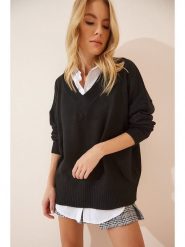 Happiness Istanbul Sweter w kolorze czarnym rozmiar: onesize. Czarne swetry Happiness Istanbul, bez wzorów, bez ramiączek. Za 87.19 zł.