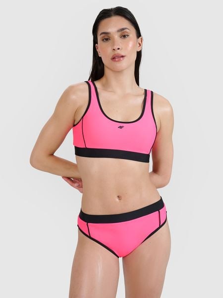 4F Góra od bikini damska - różowa XS. Czerwone szorty 4f, bez wzorów, z elastanu, eleganckie. W wyprzedaży za 59.99 zł.