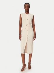 Rinascimento Sukienka koktajlowa CFC0020278002 Beżowy Slim Fit. Brązowe sukienki Rinascimento, s, bez wzorów, z syntetyku, wizytowe, bez kołnierzyka, bez ramiączek. Za 699.99 zł.