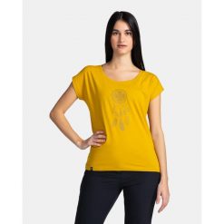 Damski bawełniany t-shirt Kilpi ROANE-W. Żółte t-shirty Kilpi, xs, bez wzorów, z bawełny, bez kołnierzyka, bez ramiączek. Za 60.57 zł.