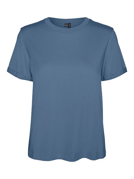 Vero Moda Koszulka "Paula" w kolorze granatowym rozmiar: XS. Niebieskie bluzki Vero Moda, xs, bez wzorów, z bawełny, bez kołnierzyka, bez ramiączek. Za 51.95 zł.