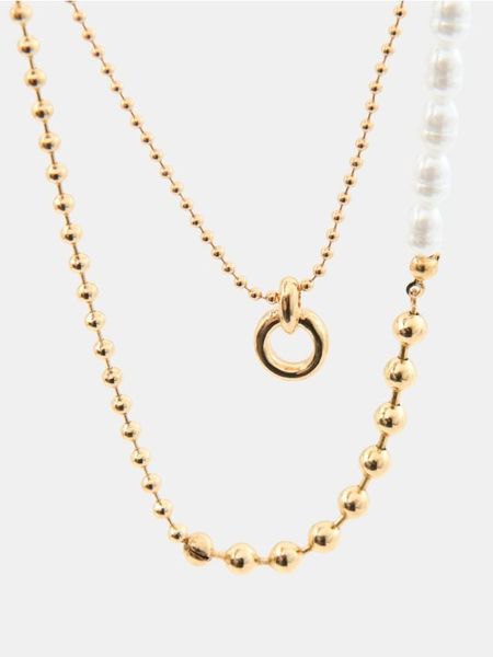 Naszyjnik z koralikami 2 pack - złoty. Żółte naszyjniki Sinsay, złote. Za 15.99 zł.