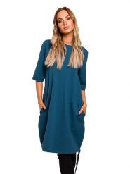 Made of emotion Sukienka w kolorze niebieskim rozmiar: M. Niebieskie sukienki Made Of Emotion, m, bez wzorów, bez kołnierzyka, bez ramiączek, mini. Za 198.95 zł.