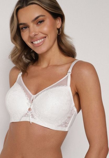 Jasnobeżowy Biustonosz z Koronką i Transparentną Wstawką Heliphine. Brązowe biustonosze Born2be, bez wzorów, z koronki. Za 49.99 zł.