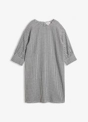 Sukienka tunikowa z czystej bawełny. Czarne sukienki bonprix, bez wzorów, z bawełny, bez kołnierzyka, bez ramiączek. Za 149.99 zł.