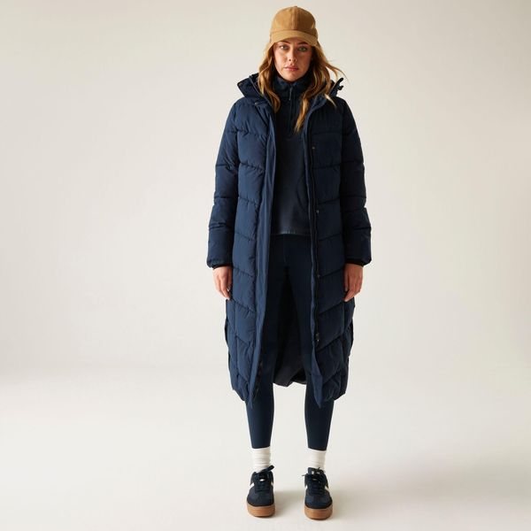 Płaszcz damski zimowy ocieplany Eloria. Niebieskie kurtki sportowe Regatta, na zimę, bez wzorów, z puchu, bez kaptura, trekkingowe. Za 399.99 zł.