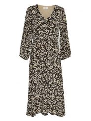 MOSS COPENHAGEN Sukienka "Rhian" w kolorze beżowo-czarnym rozmiar: M. Brązowe sukienki Moss Copenhagen, m, bez wzorów, bez kołnierzyka, bez ramiączek, midi, rozkloszowane. Za 189.45 zł.