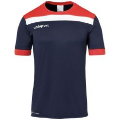 Polo Uhlsport Offense 23. Czerwone koszulki polo Uhlsport, bez wzorów, z materiału, bez kołnierzyka, bez ramiączek. W wyprzedaży za 109.90 zł.