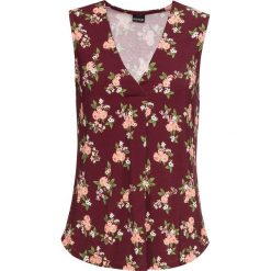 Top w kwiaty bonprix czerwony klonowy w kwiaty. Czerwone topy bonprix, bez wzorów, bez kołnierzyka, bez ramiączek. Za 37.99 zł.