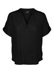 Vero Moda Koszulka "Beauty" w kolorze czarnym rozmiar: S. Czarne bluzki Vero Moda, s, bez wzorów, z wiskozy, klasyczne, bez kołnierzyka, bez ramiączek. Za 98.80 zł.