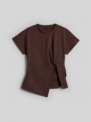 4F T-shirt slim z marszczeniem damski - brązowy XL. Brązowe t-shirty 4f, m, bez wzorów, z dzianiny, bez kołnierzyka, bez ramiączek. Za 89.99 zł.