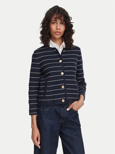 Tommy Hilfiger Kardigan WW0WW50088 Granatowy Regular Fit. Niebieskie kardigany TOMMY HILFIGER, s, bez wzorów, z bawełny. Za 699.99 zł.