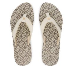 Japonki Tommy Hilfiger. Białe klapki TOMMY HILFIGER, bez wzorów, bez obcasa. Za 189.99 zł.