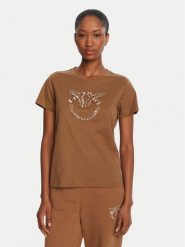 PINKO T-Shirt Quentin 100535 A2RN Brązowy Regular Fit. Brązowe t-shirty Pinko, xl, bez wzorów, z bawełny, bez kołnierzyka, bez ramiączek. Za 749.99 zł.