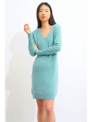 AUTHENTIC CASHMERE Kaszmirowa sukienka "Capelet" w kolorze turkusowym rozmiar: L. Niebieskie sukienki AUTHENTIC CASHMERE, l, bez wzorów, z kaszmiru, bez kołnierzyka, bez ramiączek, mini. Za 413.99 zł.