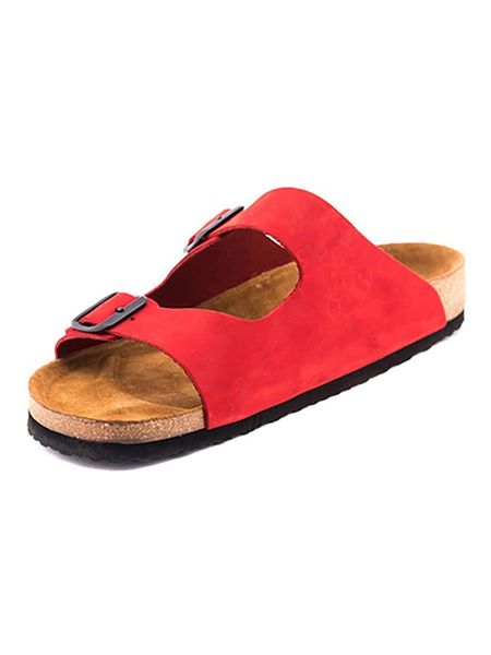 Comfortfusse Skórzane klapki w kolorze czerwonym rozmiar: 42. Czerwone klapki Comfortfüße, bez wzorów, z nubiku, z otwartym noskiem, bez obcasa. Za 244.95 zł.