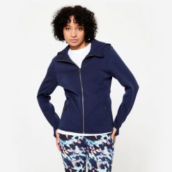 Bluza z kapturem damska Domyos Gym & Pilates. Niebieskie bluzy DOMYOS, xl, bez wzorów, z bawełny, z kapturem. Za 149.99 zł.
