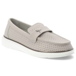 Mokasyny damskie Vinceza, cholewka ze skóry naturalnej licowej wsuwany fason typu loafers, szare, 93221. Szare mokasyny VINCEZA, z aplikacjami, ze skóry, bez obcasa. Za 159.00 zł.