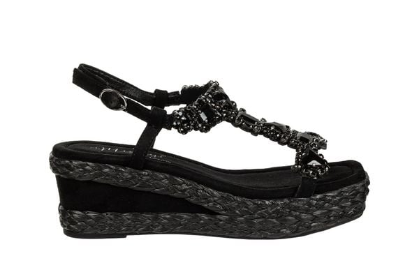 Sandały Laura Vita Marieo 11 Noir 202075, Czarny, Skóra ekologiczna - 38. Czarne sandały Laura Vita, bez wzorów, z gumy, eleganckie, bez obcasa, na koturnie, bez zapięcia. W wyprzedaży za 179.10 zł.