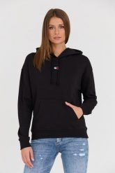 TOMMY JEANS Czarna damska bluza z kapturem, Rozmiar S. Czarne bluzy sportowe Tommy Jeans, s, bez wzorów, z jeansu, z kapturem. W wyprzedaży za 339.99 zł.