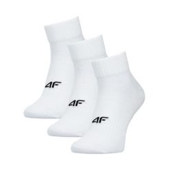 Skarpety 4F 3-pak, bawełniane, bezszwowe, za kostkę. Białe skarpety 4f, bez wzorów, z bawełny. Za 45.99 zł.