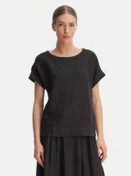 Marella T-Shirt Geyser 2615111132 Czarny Regular Fit. Czarne t-shirty Marella, bez wzorów, ze lnu, bez kołnierzyka, bez ramiączek. Za 439.99 zł.