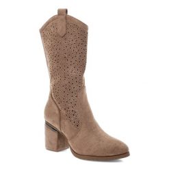 Brązowe Kozaki S.Barski Stylowe Obuwie Damskie W Stylu Boho. Brązowe kozaki S.BARSKI, na zimę, bez obcasa, na obcasie, bez zapięcia. Za 178.99 zł.