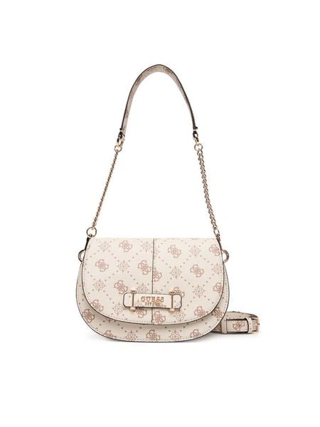 Guess Torebka Carrie Logo HWGP98 98200 Écru. Torebki klasyczne Guess, z aplikacjami, ze skóry, bez dodatków. Za 589.99 zł.