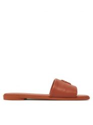 Tommy Hilfiger Klapki Th Logo Hardware Leather Mule FW0FW08806 Brązowy. Brązowe klapki TOMMY HILFIGER, bez wzorów, ze skóry, bez obcasa. Za 289.99 zł.