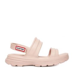 Sandały Hunter. Czerwone sandały Hunter, bez wzorów, bez obcasa, na płaskiej podeszwie, bez zapięcia. Za 139.99 zł.