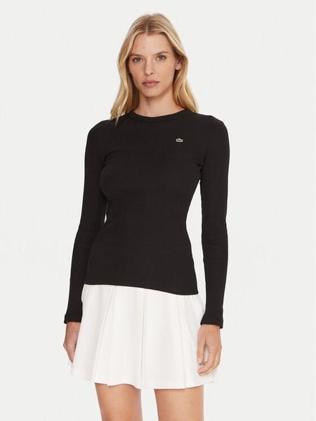 Lacoste Bluzka TF1692 Czarny Slim Fit. Czarne bluzki Lacoste, bez wzorów, z bawełny, bez kołnierzyka, bez ramiączek. Za 291.99 zł.