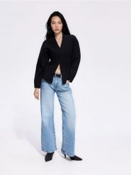Sweter z wiskozą - czarny. Czarne kardigany Reserved, l, bez wzorów, z dzianiny. Za 159.99 zł.
