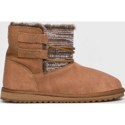 Roxy - Botki. Brązowe botki Roxy, bez wzorów, z materiału, bez obcasa, na obcasie, bez zapięcia. W wyprzedaży za 269.90 zł.
