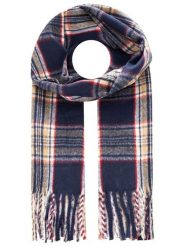 Zwillingsherz Szal w kolorze granatowo-czerwono-beżowym rozmiar: onesize. Brązowe szaliki Zwillingsherz, bez wzorów, z materiału. Za 117.73 zł.