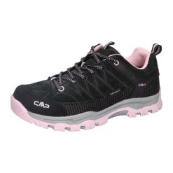 Buty trekkingowe juniorskie RIGEL LOW skóra wodoodporne. Czarne trekkingi CMP, z gumy, outdoorowe. Za 359.99 zł.