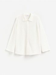 Ażurowa koszula - złamana biel. Koszule Reserved, l, w ażurowe wzory, z bawełny, bez kołnierzyka, bez ramiączek. Za 119.99 zł.