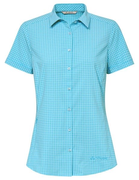 Koszula damska Seiland Shirt III. Niebieskie koszule Vaude, bez wzorów, z materiału, bez kołnierzyka, bez ramiączek. Za 339.00 zł.