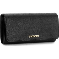 Duży Portfel Damski TWINSET - Portafoglio OA7PD3 Nero 00006. Czarne portfele Twinset, bez wzorów, ze skóry. W wyprzedaży za 259.00 zł.