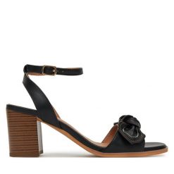 Sandały Clara Barson. Czarne sandały Clara Barson, bez wzorów, bez obcasa, na słupku, bez zapięcia. Za 129.99 zł.