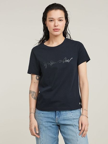 G-Star Koszulka w kolorze granatowym rozmiar: XS. Niebieskie bluzki G-Star, xs, bez wzorów, z bawełny, retro, bez kołnierzyka, bez ramiączek. Za 56.79 zł.