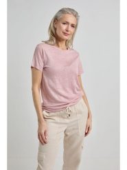 Josephine & Co Koszulka "Joan" w kolorze szaroróżowym rozmiar: S. Różowe bluzki Josephine & Co, s, bez wzorów, ze lnu, bez kołnierzyka, bez ramiączek. Za 95.99 zł.