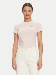 Guess Jeans T-Shirt W4YI02 J1314 Różowy Slim Fit. Czerwone t-shirty Guess Jeans, m, z aplikacjami, z bawełny, bez kołnierzyka, bez ramiączek. Za 109.99 zł.