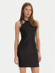 Just Cavalli Sukienka codzienna 80PAO936 J0108 Czarny Slim Fit. Czarne sukienki Just Cavalli, na co dzień, bez wzorów, z syntetyku, bez kołnierzyka, bez ramiączek, proste. Za 828.99 zł.