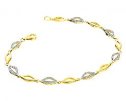 Bransoletka z żółtego złota z diamentami - 19 cm - 0,14 ct - próba 585. Żółte bransoletki Apart, z diamentem, złote. Za 4,690.00 zł.