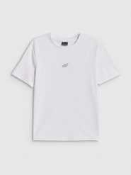 4F T-shirt regular gładki damski - biały XXL. Białe koszulki sportowe 4f, bez wzorów, z materiału, bez ramiączek, na fitness i siłownię. Za 49.99 zł.