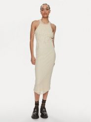 Patrizia Pepe Sukienka koktajlowa 2A2735/K186-W362 Écru Slim Fit. Sukienki Patrizia Pepe, bez wzorów, z bawełny, wizytowe, bez kołnierzyka, bez ramiączek. Za 1,499.00 zł.