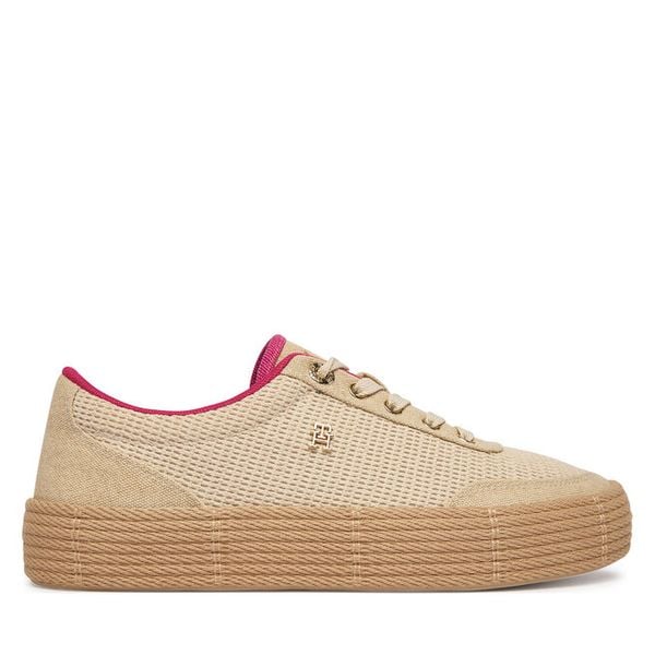 Espadryle Tommy Hilfiger. Brązowe espadryle TOMMY HILFIGER, bez wzorów, bez obcasa, bez zapięcia. Za 409.99 zł.
