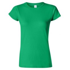 Koszulka Damska Krótki Rękaw Soft Style. Zielone bluzki GILDAN, xl, bez wzorów, sportowe, bez kołnierzyka, bez ramiączek. Za 29.99 zł.